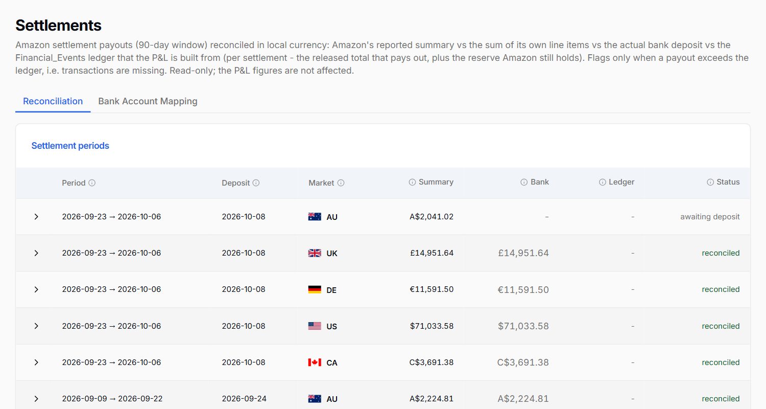 Settlements list with reconciled payouts